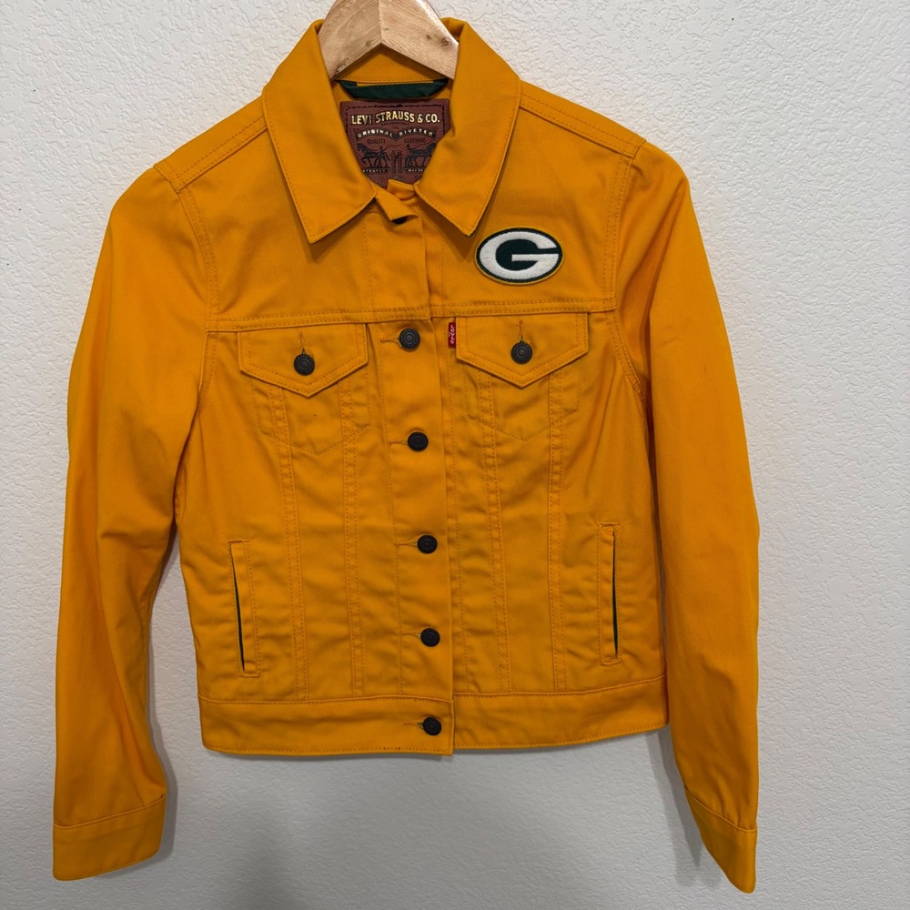 Levis NFL Green Bay Packers Trucker Jacket Gold Canvas Womens XS NFL Collection